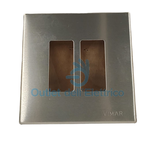 VIMAR PLACCA 2 POSTI A SCATTO ALLUMINIO COLORE AVORIO 08606 SERIE 8000
