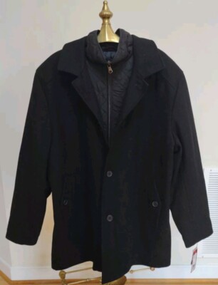 NWT $250  IZOD WOOL BLEND PEACOAT WITH QUILTED STORM DICKIE XL