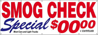 SMOG CHECK SPECIAL Vinyl Banner Sign CUSTOM 3x10 ft -  (add your price)