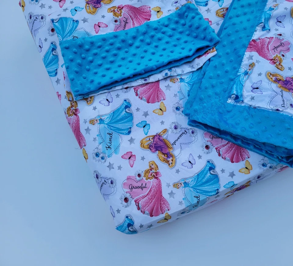 Juego de cama Minky de algodón princesa de 3 piezas para 4 niños pequeños, sábana, manta autoencuadernada Foto 3 de 4