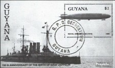 guyana Bloc 38 oblitéré 1989 150. Anniversaire zeppelin