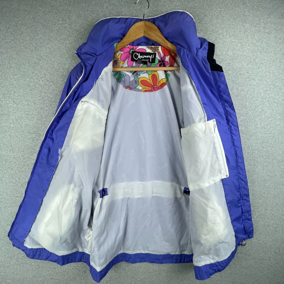 Chaqueta Obermeyer Vintage Mujer 10 Púrpura Esquí Retro Años 80 Corazón Rompevientos Abrigo Foto 3 de 4