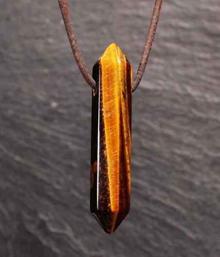 Unikat Edelstein Anhänger Tigerauge gelb für Kette und Lederband Steinschatz - Bild 44 von 50