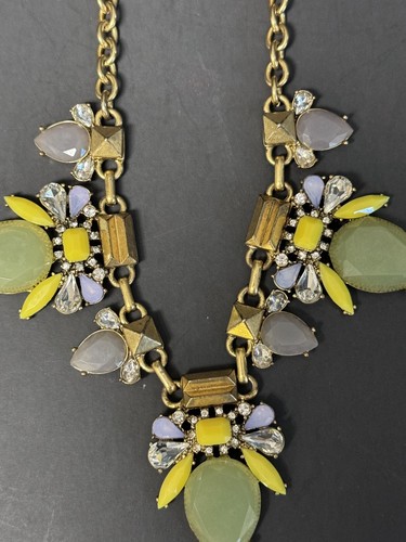 Vintage J Crew Gold Tone Colors Faux Gem & Rhinestone 21” Statement Necklace - Picture 5 of 10