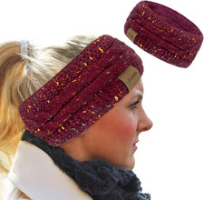 Womens Ear Warmers Headbands Winter Warm Fuzzy Cable Knit Head Wrap Fleece Lined