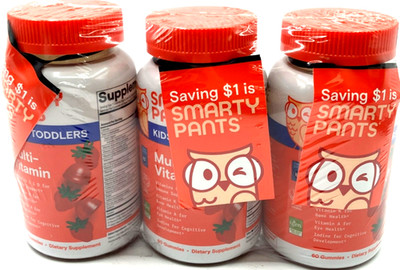 (3 Pack 180 Gummies) Smarty Pants Kids & Toddlers Multi-Vitamin Exp 09/19/2026