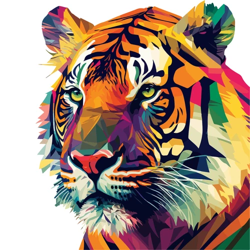 Tiger Pop Art Psychedelic Colourful Self Adhesive Vinyl Sticker