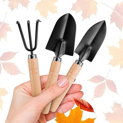 Garden Tools Set-3 Piece Trowel Rake Shovel Wood Handle Outdoor Ergonomic Kit
