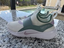 Nike Flex Runner 4 Unisex Kids Slip-On Sneakers White/Green/Purple 4.5Y