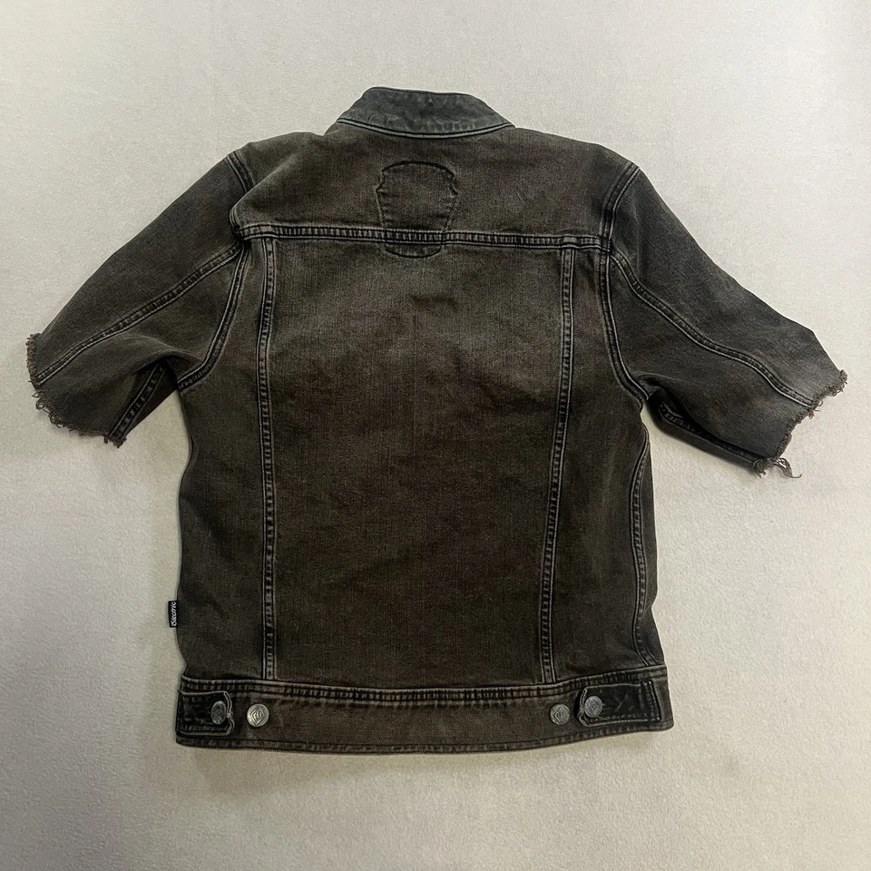 Volcom Jean Denim Jacket Men's Size Small Faded Stained Short Sleeve Skater Y2K - Image 2 of 4