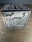 Vintage Pewter Alphabet Block Coin Bank Animals ABCD Silver Plated Cube — photo 8