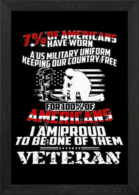 Proud To Be A Veteran Framed Wall Art Poster Canvas Print Picture