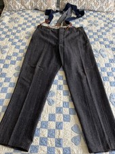 Vintage 1930  s Heavy Wool Pants Mens 36x32 Tweed Striped Button Fly Trousers