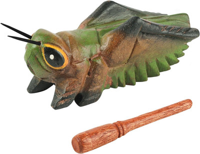 3.3'' Wooden Cricket Guiro Rasp Instrument - Percussion Musical Tone Block Craft