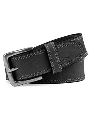 Timberland Men's Classic Leather Jean Belt 1.4 Inches Wide Black Stitched