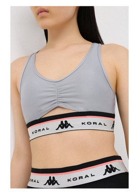 Koral X Kappa Sports Bra Womens Medium Gray Black Logo Elastic Band Racerback