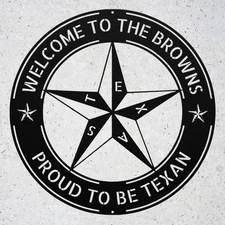 Personalized Texas Star Metal Sign Custom Name Rustic Lone Star Wall Decor