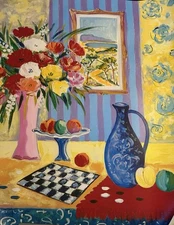 JEAN-CLAUDE PICOT “LE VASE BLEU DE MADRID” SERIOLITHOGRAPH in color, signed. NEW