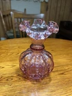 Fenton Cabbage Dusty Rose Purple Ruffled Vase.