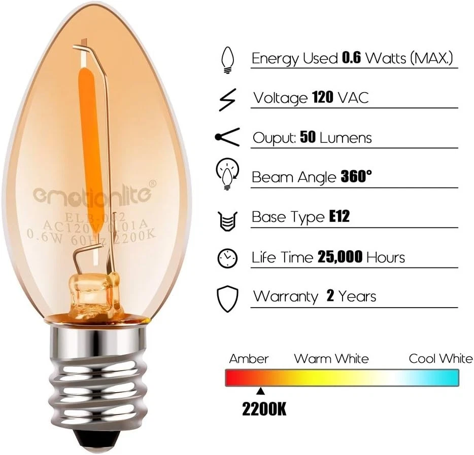 Longevity E12 Amber Night Light Bulb 30ct - Image 4 of 4
