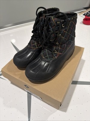 Sperry Port Boot Black rainbow Girls Size 4