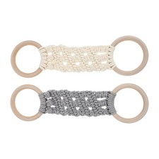 2pcs Kitchen Dish Towel Holders, Crochet and Wood Double Loop Ring