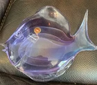 Vintage Hand Blown Murano Art Glass Angel Fish Purple iridescent  S. Puccini