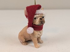 French Bulldog Christmas Ornament Resin Dog w Santa Hat NWT The Christmas Shoppe