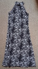 NINE WEST Women's Sleeveless High Neck Black/White Tropical Maxi Dress sz XL