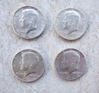 1964 Lot Of 4 Kennedy Half Dollars 90% Silver Circulated