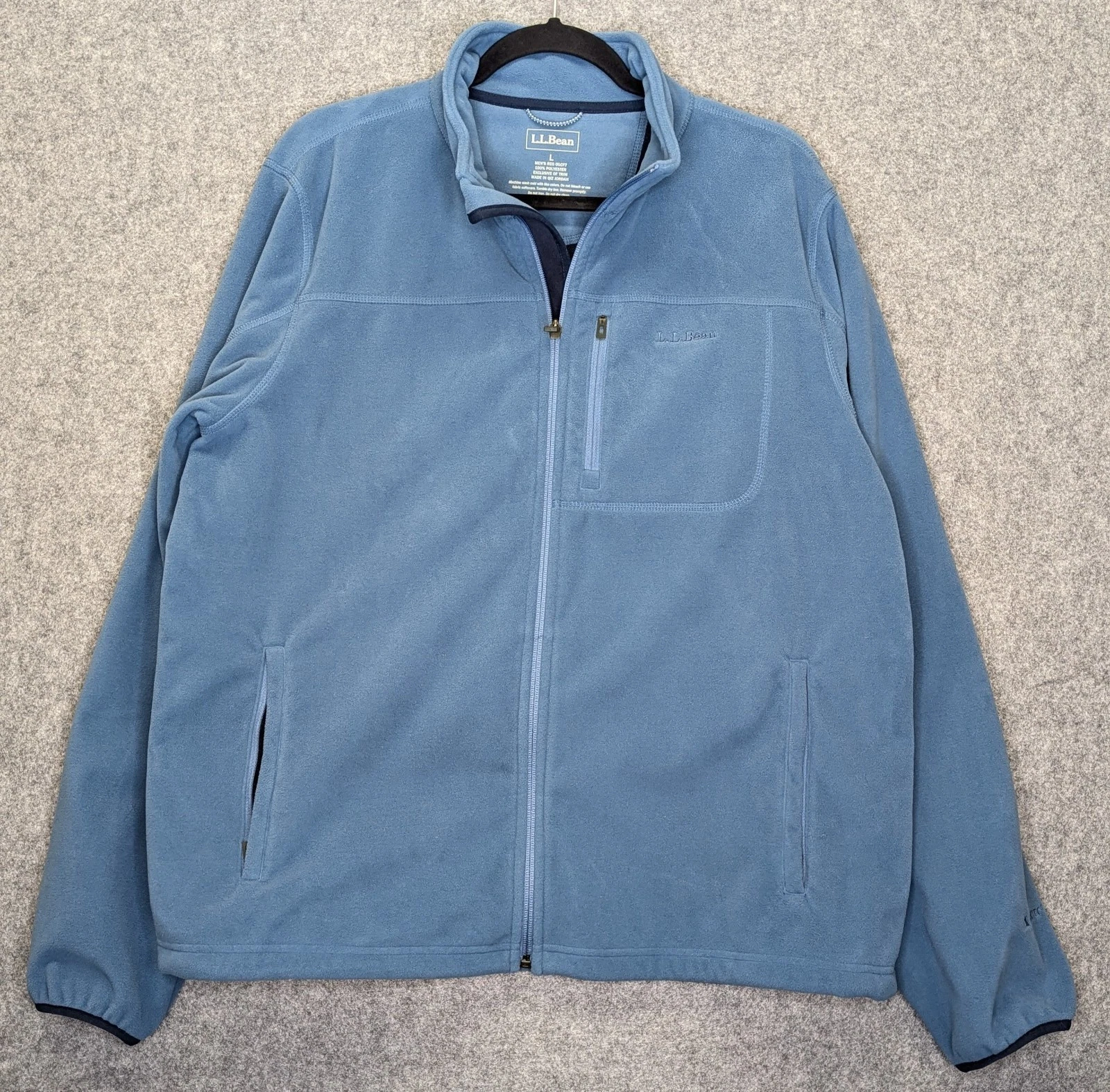 LL Bean Polartec Fleece Jacket Mens Large Blue Full Zip Warm Outdoor Layer - EUC