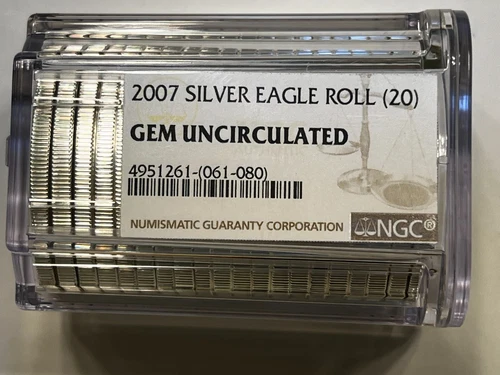 2007 SEALED SILVER EAGLE ROLL of 20 - NGC CERTIFIED GEM UNCIRCULATED