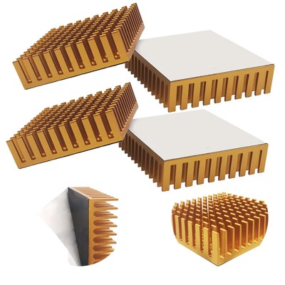 Dissipatore di calore in alluminio 40x40x20 mm con nastro hot melt Dissipatore di calore in alluminio 40x40x20 mm con nastro hot melt