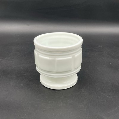 Vintage - 4½'' Randall Milk Glass Pedestal Planter Pot/Bowl, Embossed Squares