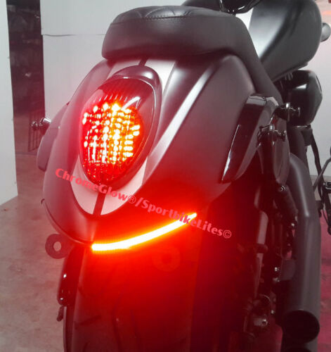 Barra de luz señal de giro LED rojo personalizado Kawasaki Vulcan 900 - transparente VN900C - Imagen 1 de 4