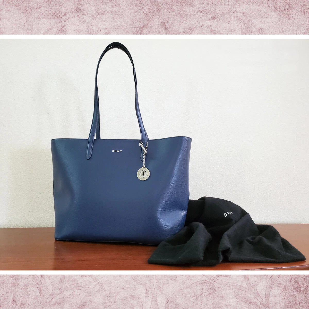 Blue DKNY Bryant Large Leather Tote