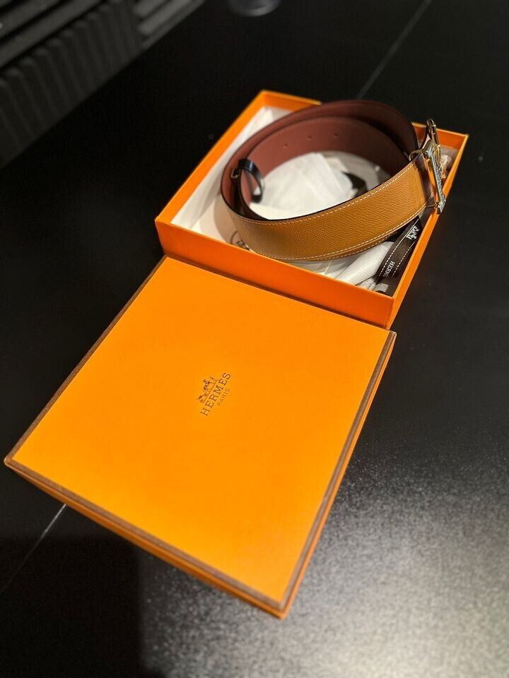 Hermes H Belt Orange Black Gold Constance Long 118cm 33mm Hermes H Belt Orange Black Gold Constance Long 118cm 33mm