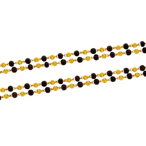 BLACK TULSI MALA 22K YELLOW GOLD CHAIN 