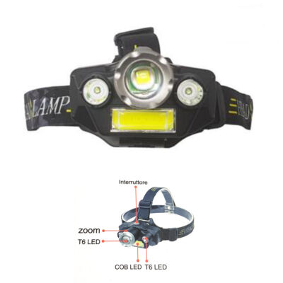 WIEDERAUFLADBARE LED COB ANGELN JAGD ZOOM CREE T6 TE-B0078 WIEDERAUFLADBARE KOPF TASCHENLAMPE