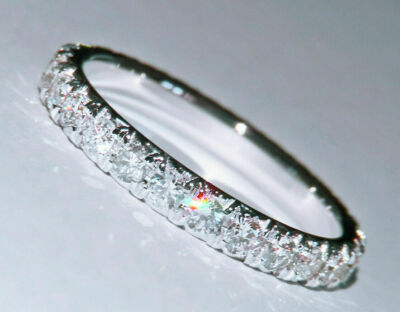 0.64TCW White Round Moissanite Eternity Engagement Wedding Band 14K White Gold