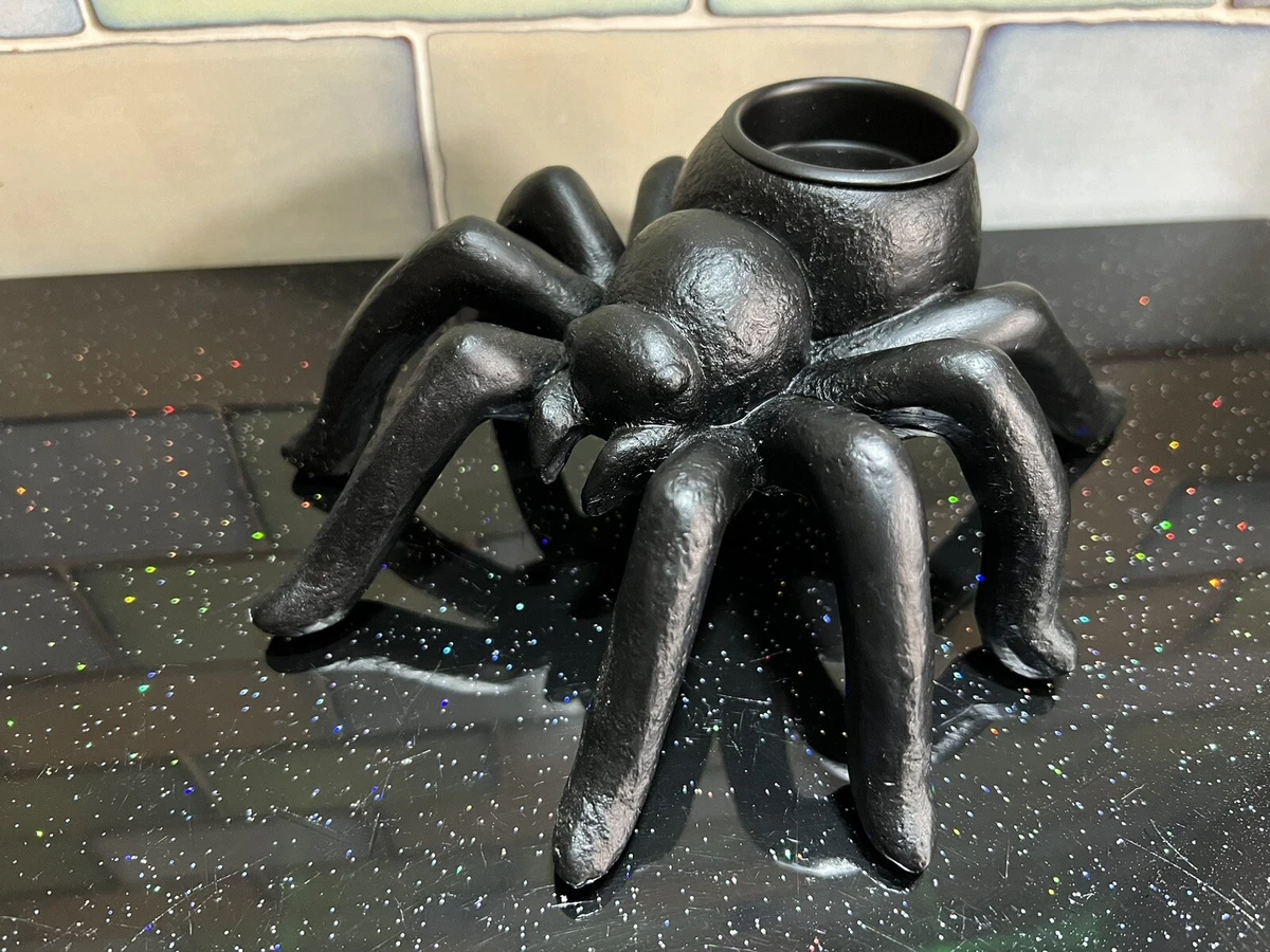 Black Spider Tea Light Candle Holder Dark Lair Gothic Alternative Spooky Home