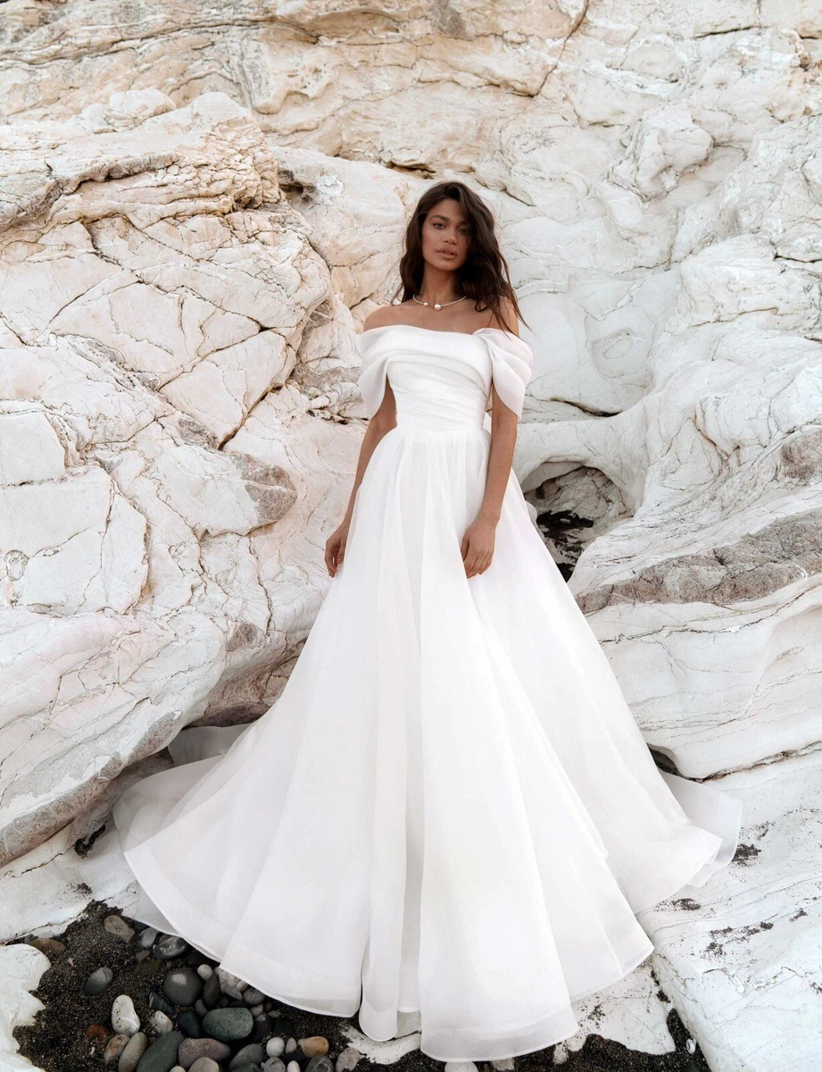 Off the shoulder tulle wedding deals dress