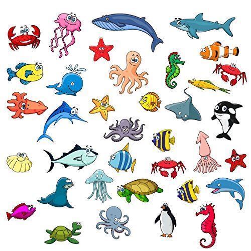 Learning Children Sealife Fishes Bathroom Wall Stickers Kids Decals Graphics - Afbeelding 1 van 1