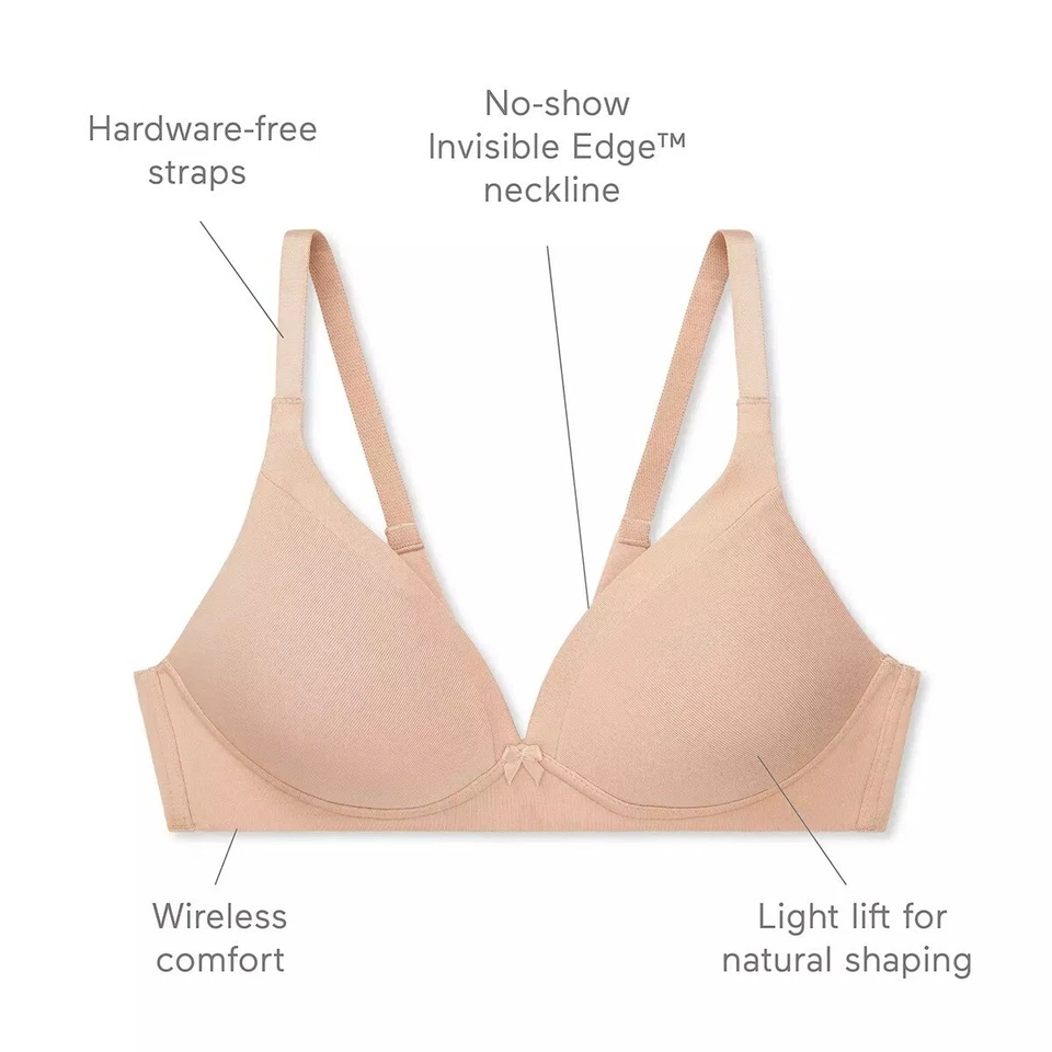 Warner's Invisible Bliss Cotton Wirefree Bra with Lift RN0141A  Almond 38D NWT - Image 3 of 3