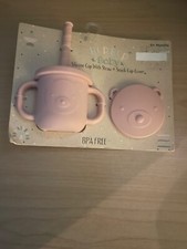 Bop Bop Baby Pink Toddler Cup Silicone Sippy Cup with Straw Snack Lid, Honey Pot