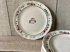 Pfaltzgraff Snow Village Dinner Plates Snowman 11" Set of 11