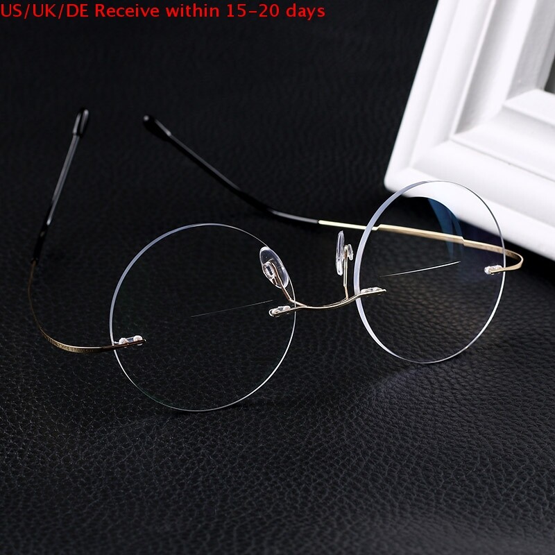 Vintage Rimless Bifocal Reading Glasses Round Flexible Mens Womens