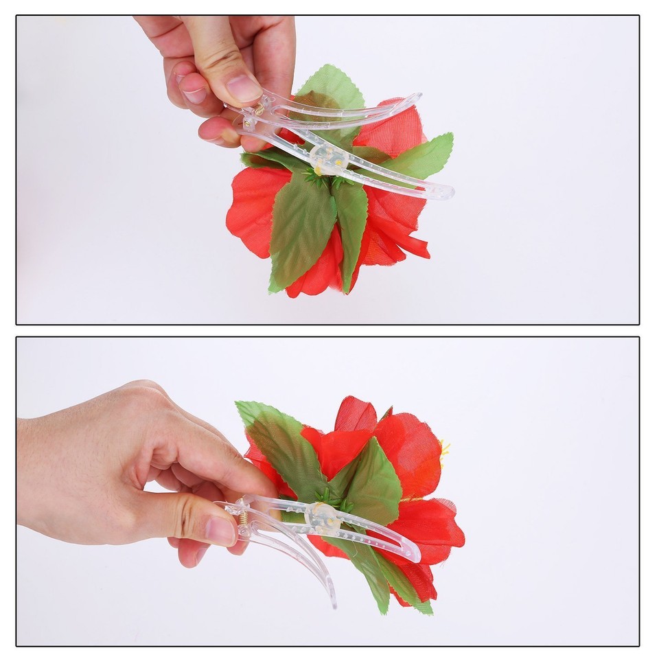 Hawaiian Hibiscus Flower Hair Clips Lei Hula Party Lua Fancy Dress Lot ...