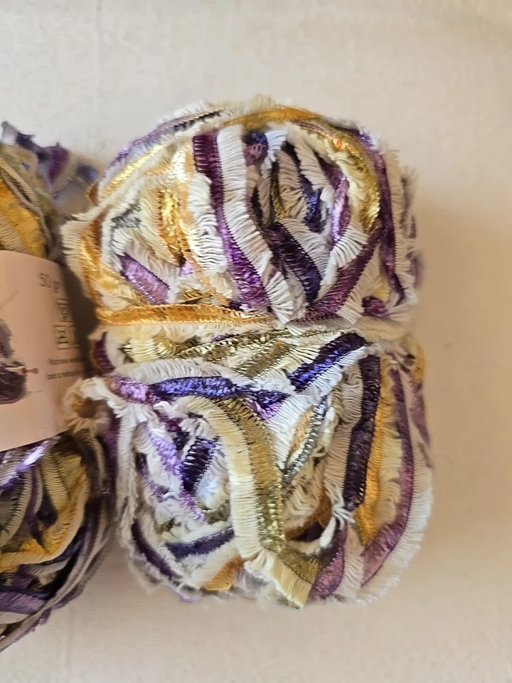 Cinta de hilo de fibra mixta Gala encaje púrpura amarillo verde azul oro 132 gr/4,7 oz Foto 2 de 3