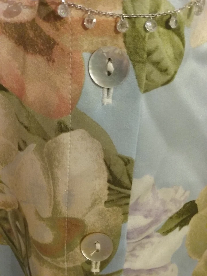 RACHEL ZOE pure silk shirt, pastel floral button long sleeve, machine wash BNWT - image 3 of 4